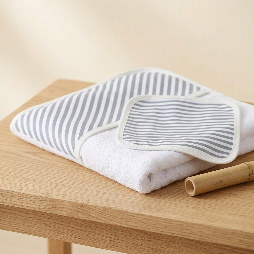 Finley Stripe Bamboo Hooded Towel and Washcloth Set - Material Story