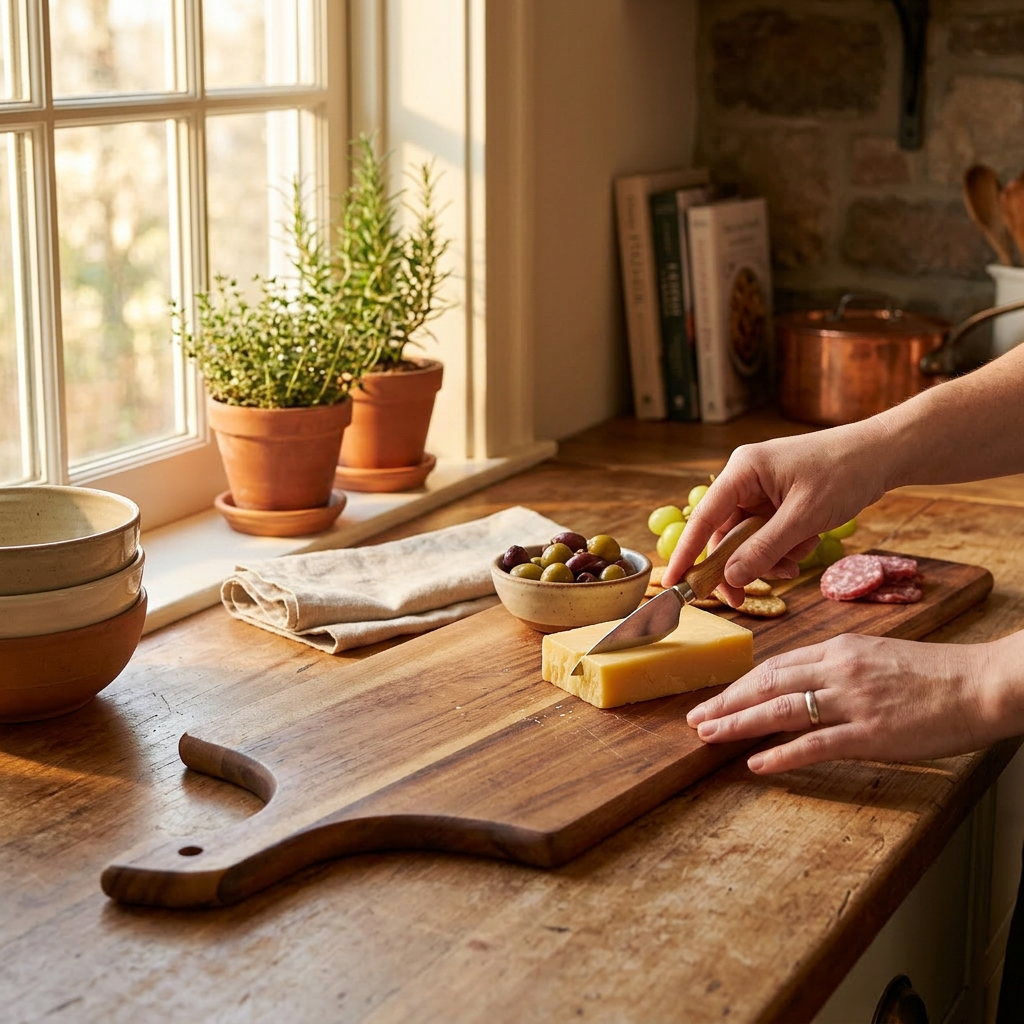Acacia Wood Cutting/ Charcuterie Board -  Extra Large - In-Use