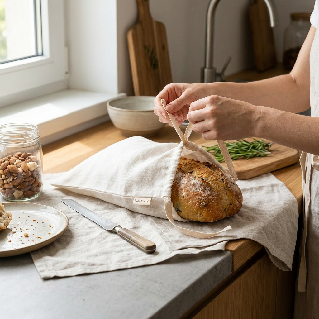 Linen bread bag | off white - In-Use