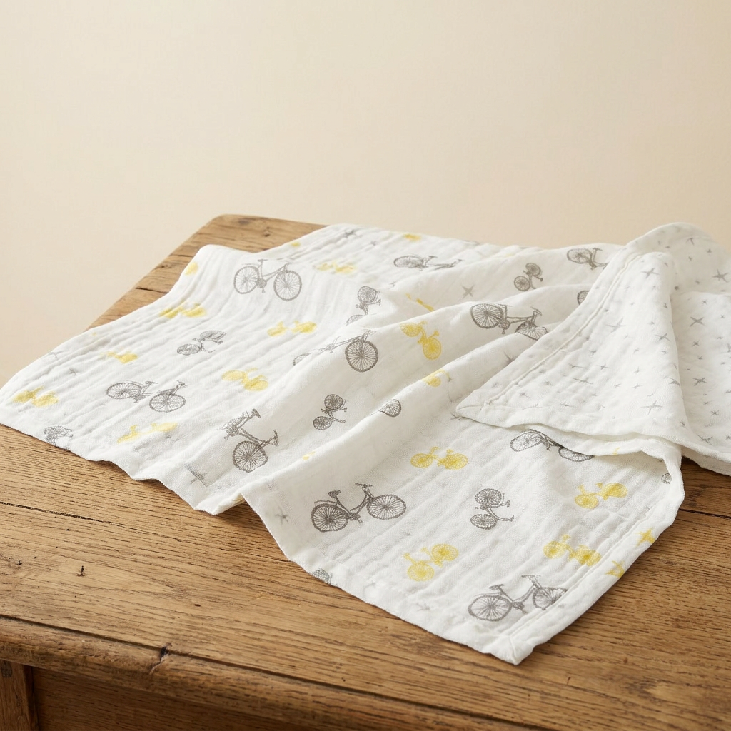 Vintage Bicycle and Northern Star Bamboo Muslin Newcastle Blanket - Hero