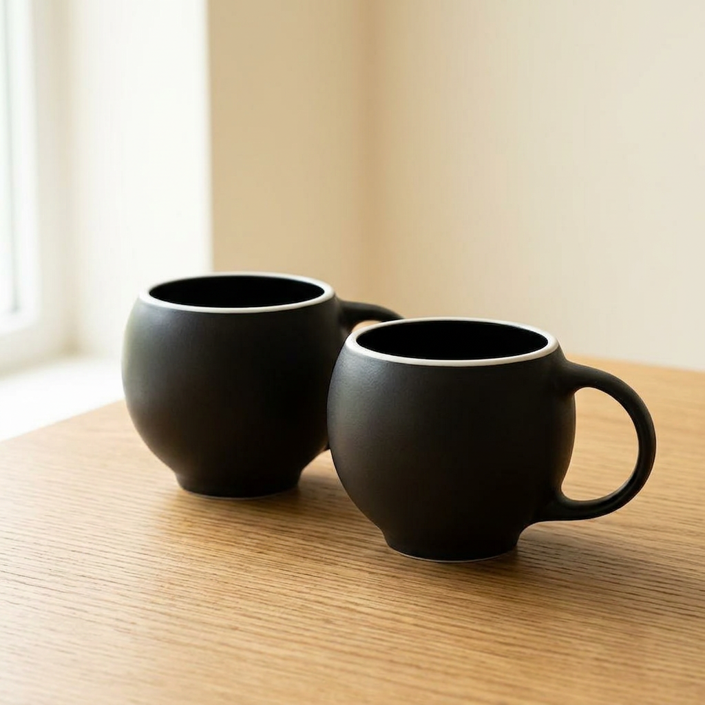 EVA teacups set of 2 - Black matte - Hero