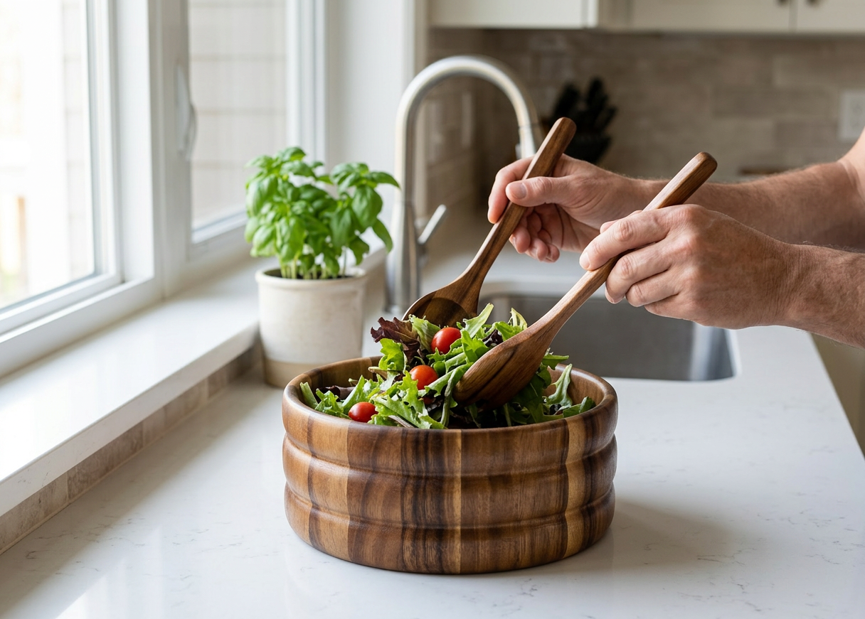 Salad Bowl with Servers - In-Use