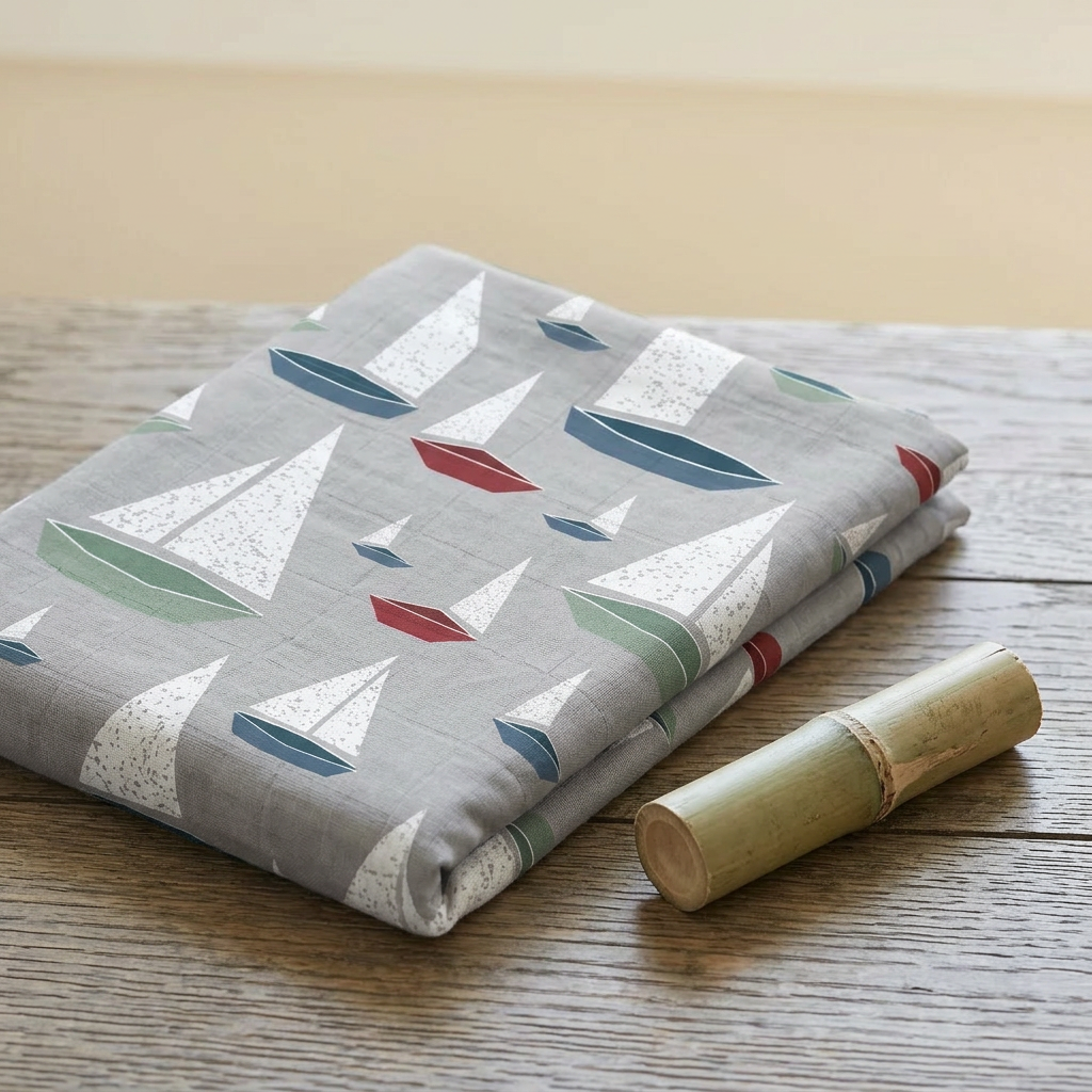 Marina Sailboats Bamboo Muslin Crib Sheet - Material Story