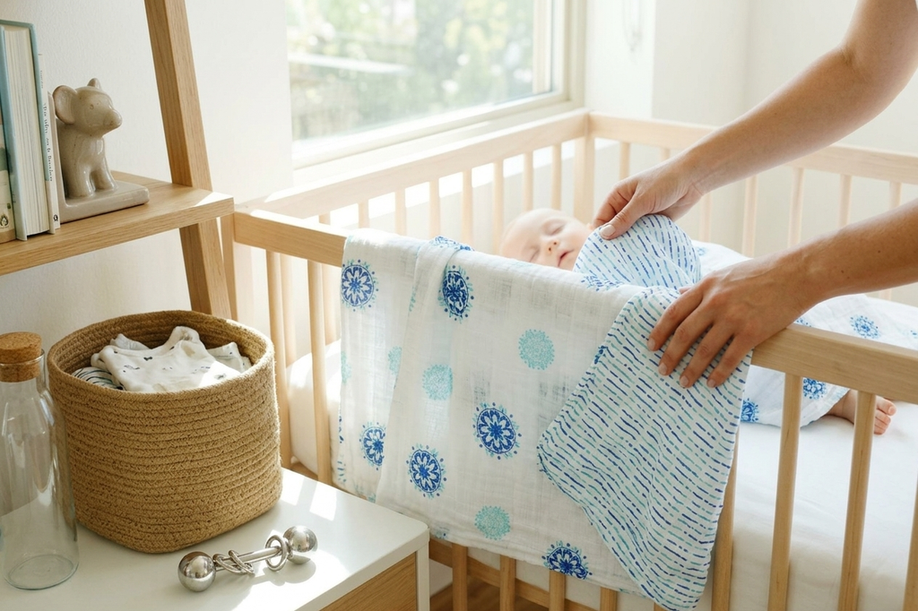 ORGANIC SNUG BLANKET - MANDALA - In-Use