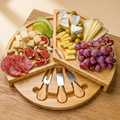 Bamboo Cheese Board and Knife Set - 14 Inch Swiveling Charcuterie - Hero