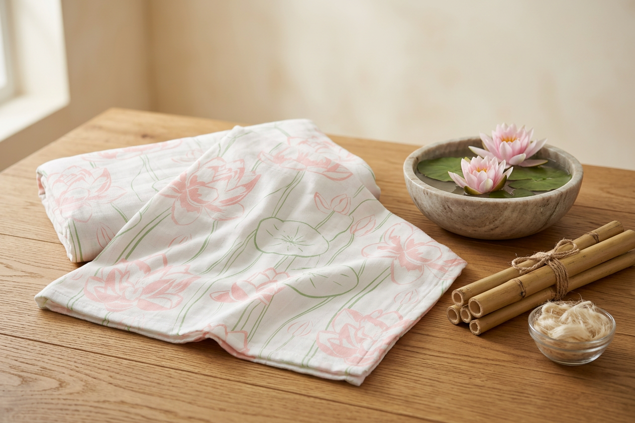 Water Lily Bamboo Throw Blanket - Material Story