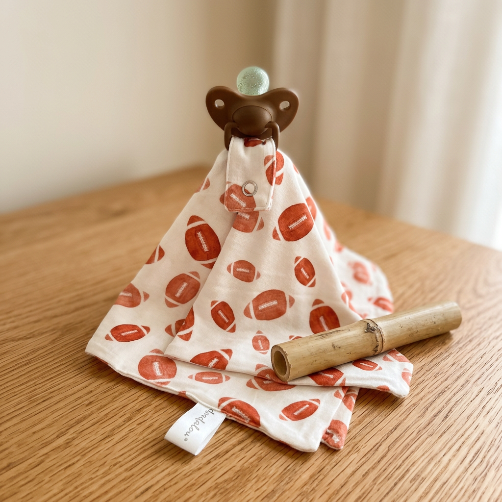 Game Day - Doodalou Bamboo Baby Pacifier Blanket - Material Story