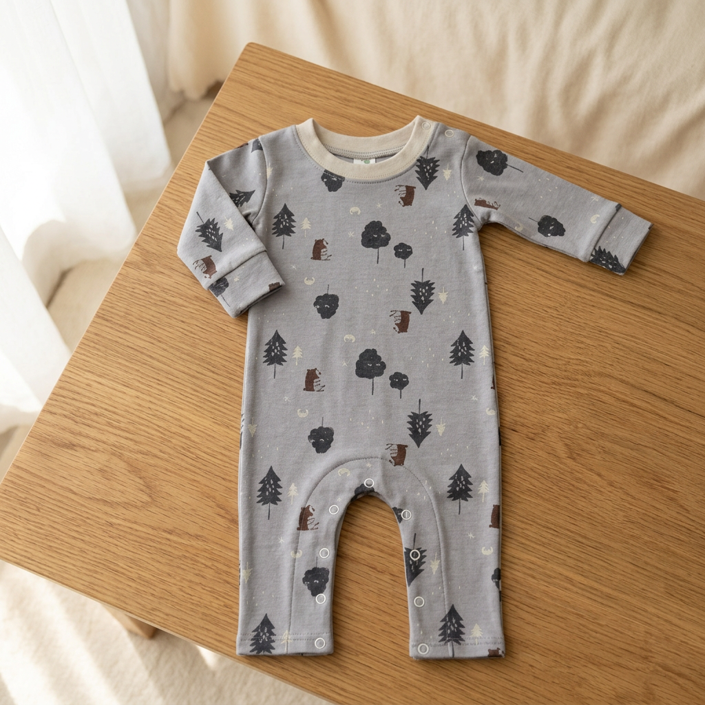 Hipzoo Organic Cotton Baby Rompers - Forest Friends Collection (Beige - Hero