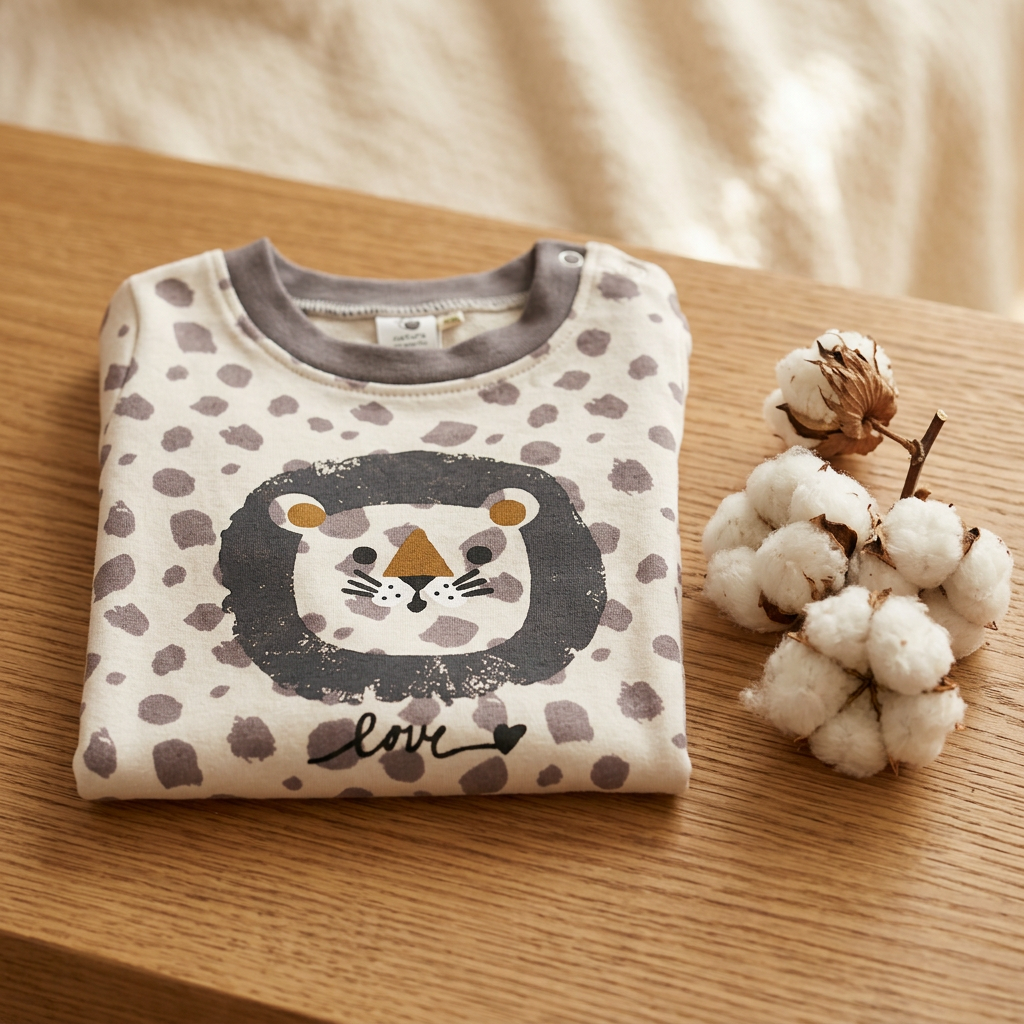 Hipzoo Organic Cotton Baby Romper - Leopard Face Design - Material Story