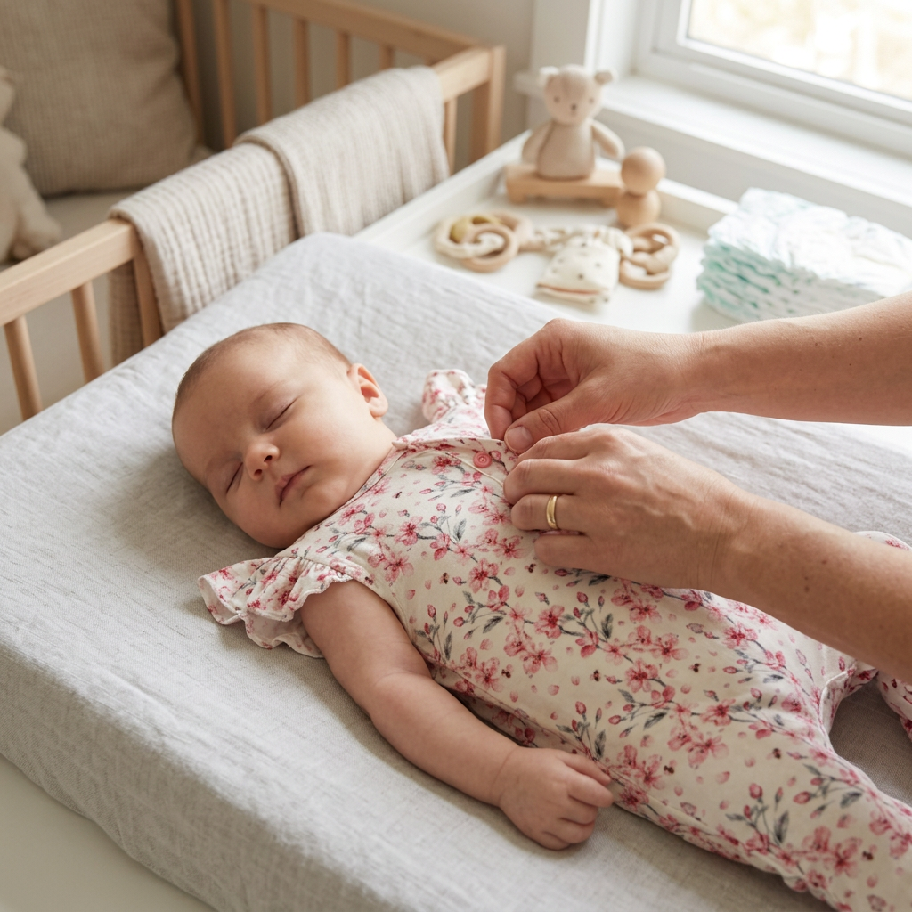 Bloom Where You are Planted - Doodalou Bamboo Baby Romper Ruffle - In-Use