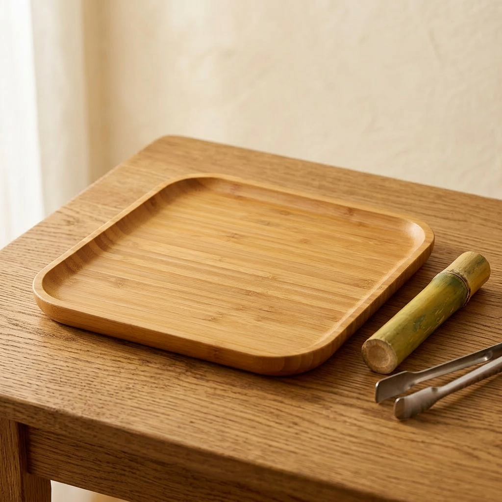 Bamboo Square Plate 11" inch X 11" inch |For Appetizers / Barbecue / - Material Story