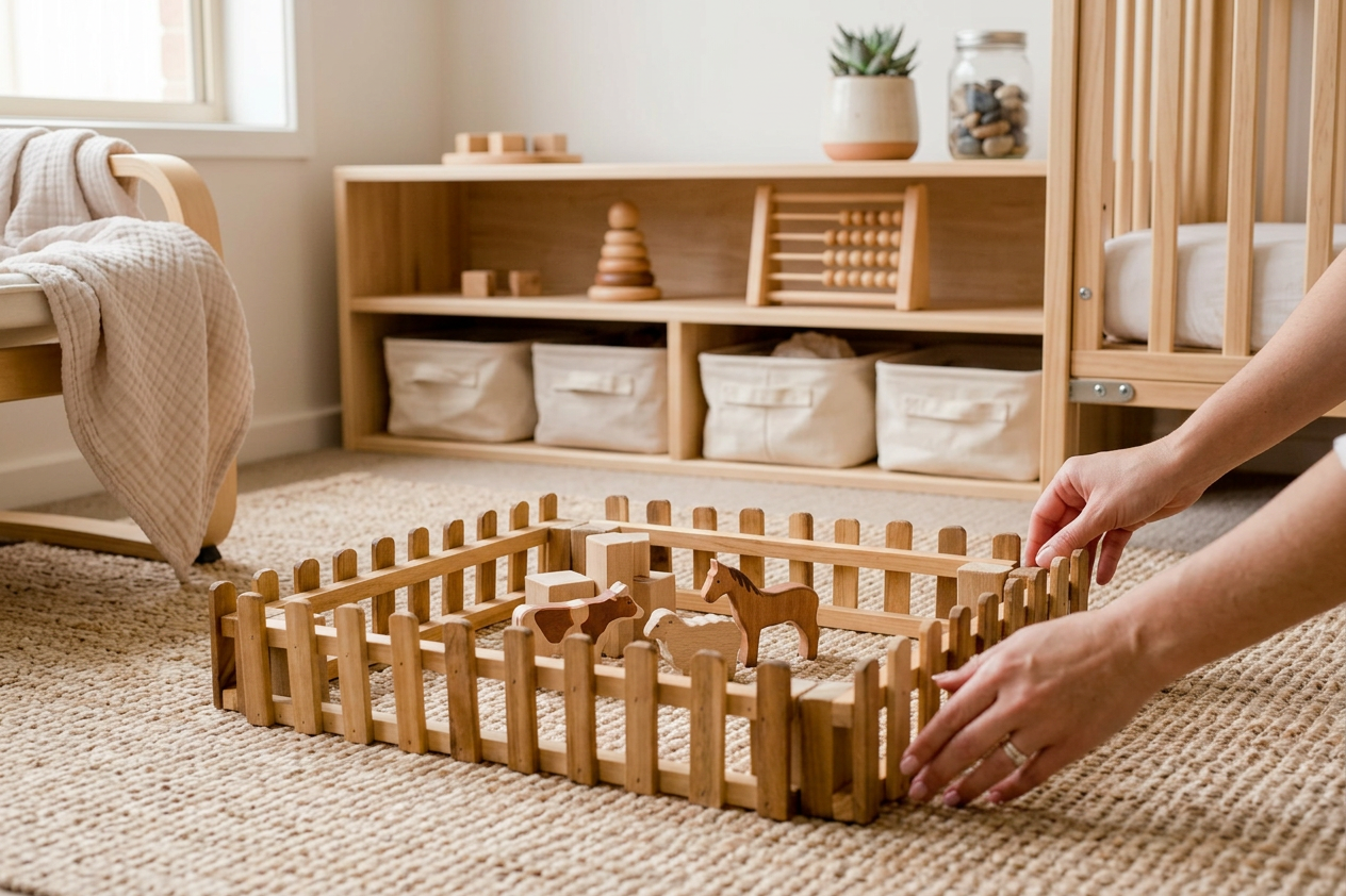 QToys Australia (USA) Wooden fence set of 4 - In-Use
