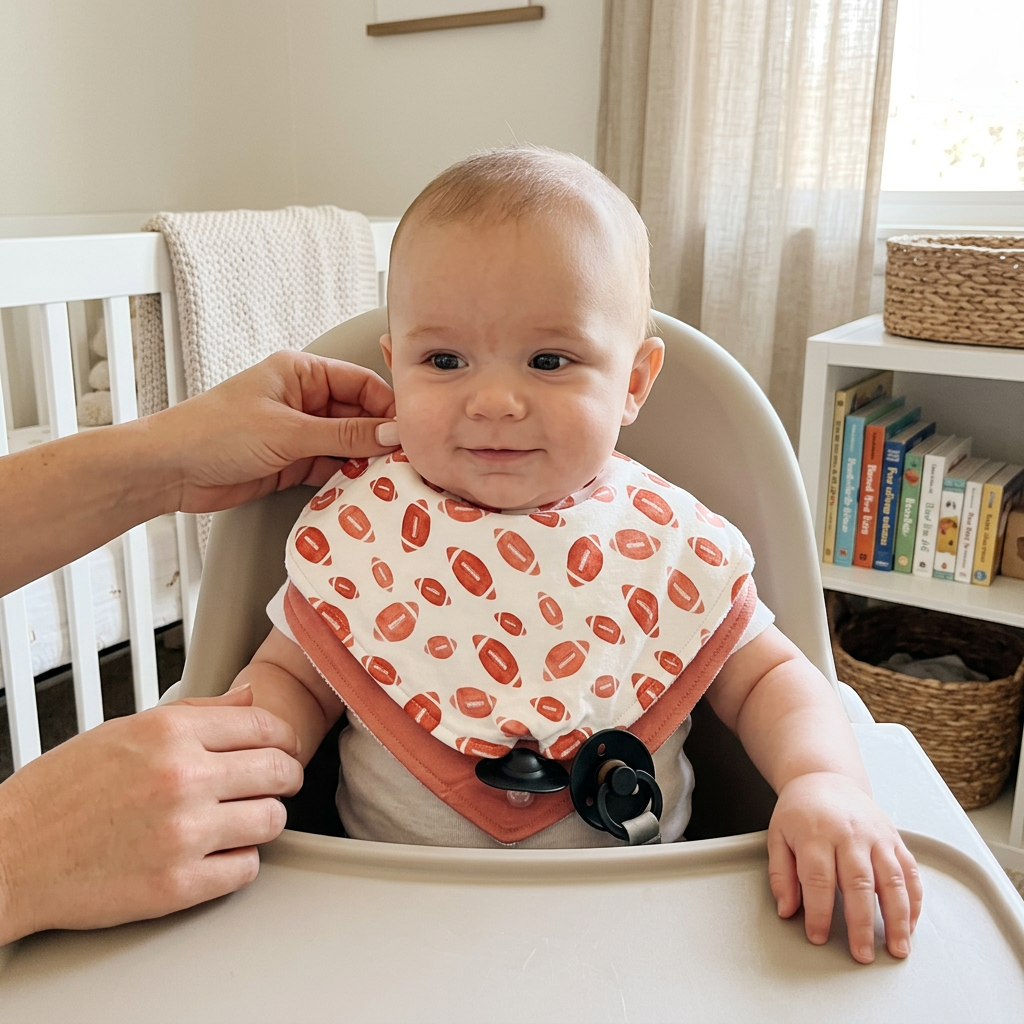 Game Day - Doodalou Bamboo Bandana Baby Bib Combo - In-Use