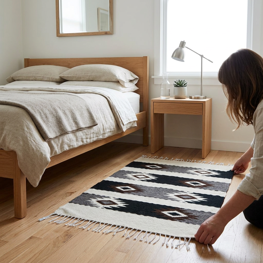 Belegui Diamonds Mexican Wool Rug - In-Use
