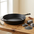 MegaChef 12 Inch Round Preseasoned Cast Iron Frying Pan in Black - Material Story
