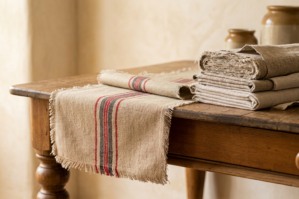 XD15008 Natural Linen Stripe Table Runner - Material Story