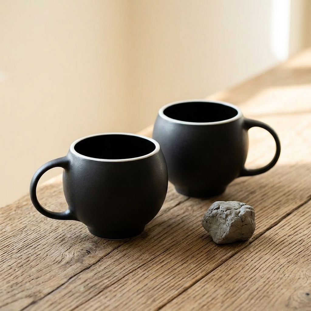 EVA teacups set of 2 - Black matte - Material Story