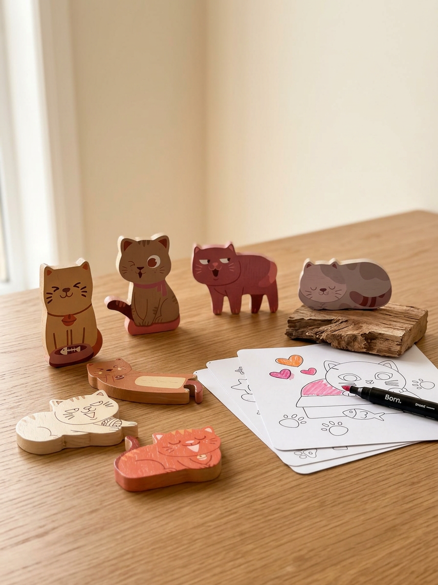 QToys Australia (USA) Cat play set & colouring - Material Story