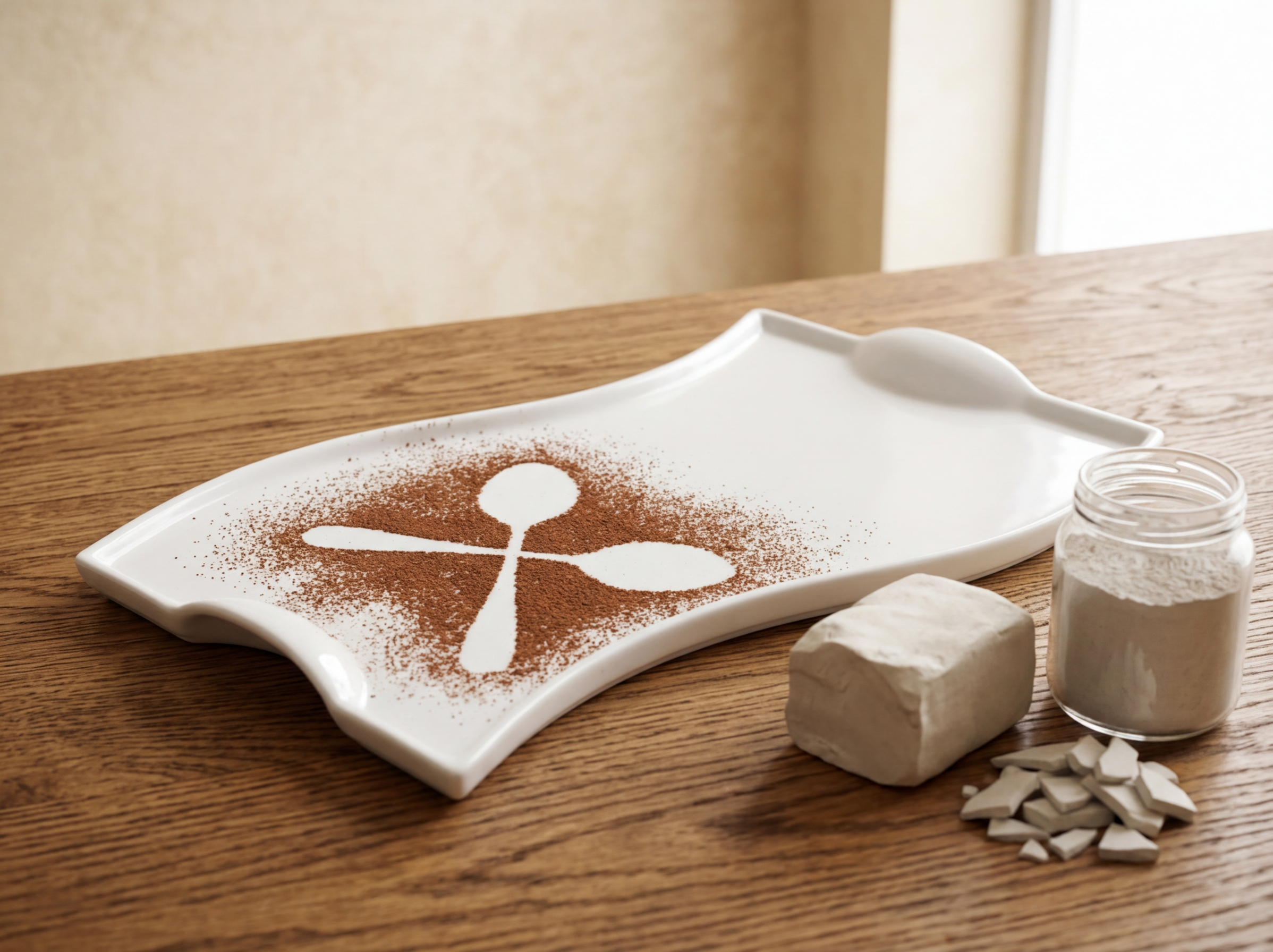 Flat Porcelain White Dish With Handles 14" inch | 36 Cm - Material Story