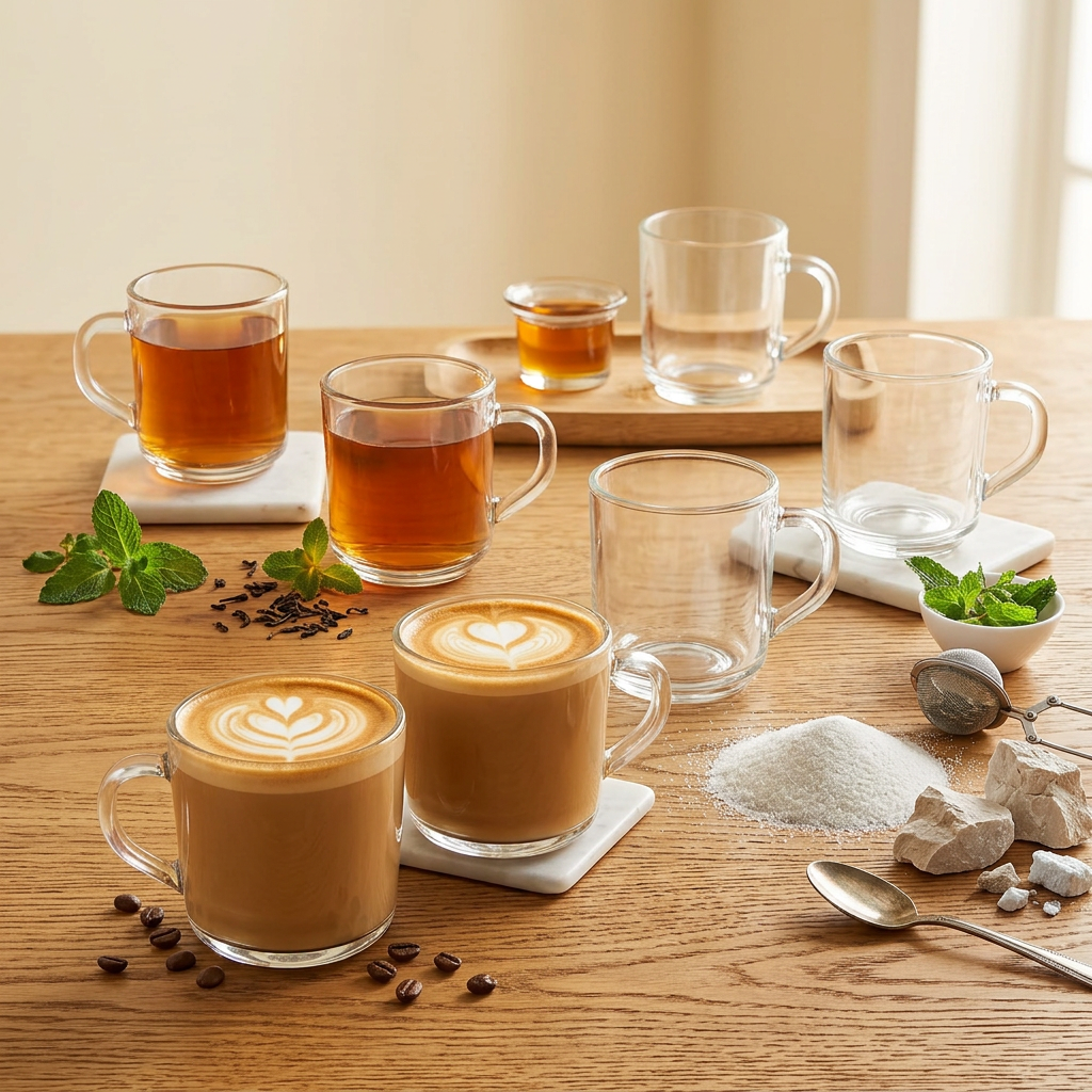 Latte Tea Coffee Glass Cup Set 6pcs - Material Story