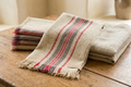 XD15008 Natural Linen Stripe Tea Towels, 14"x22", Set of 4 - Material Story