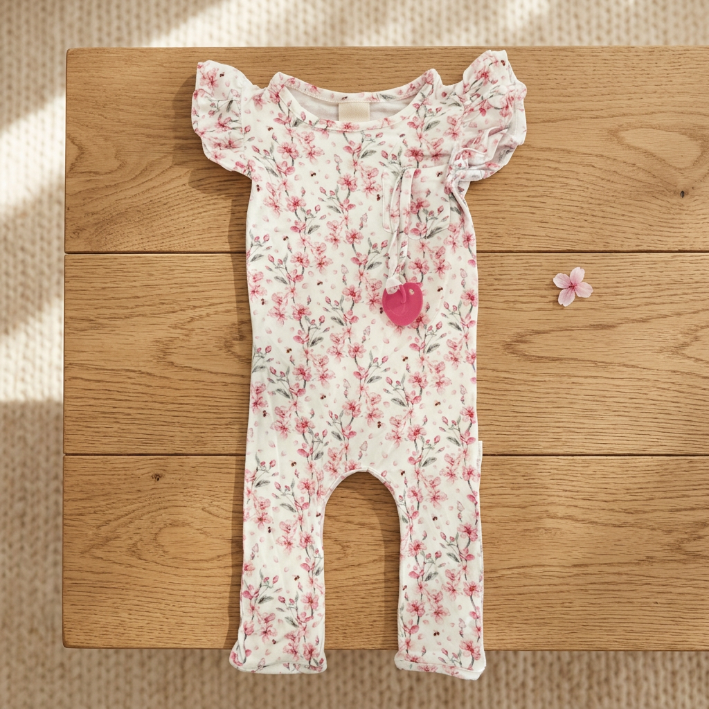 Bloom Where You are Planted - Doodalou Bamboo Baby Romper Ruffle - Hero