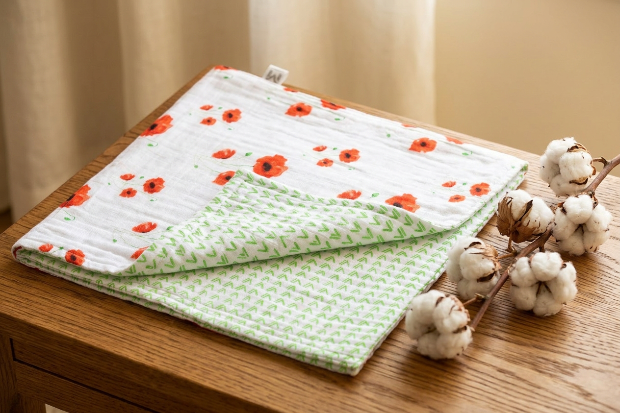 ORGANIC SNUG BLANKET - POPPY - Material Story