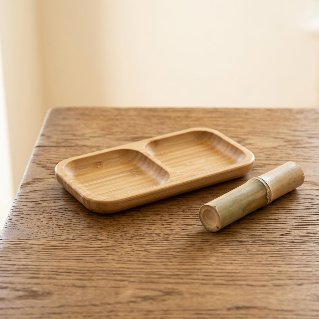 Bamboo Divided Dish / Bento box 8.5" inch X 4.5" inch | 22 X 11.5 Cm - Material Story