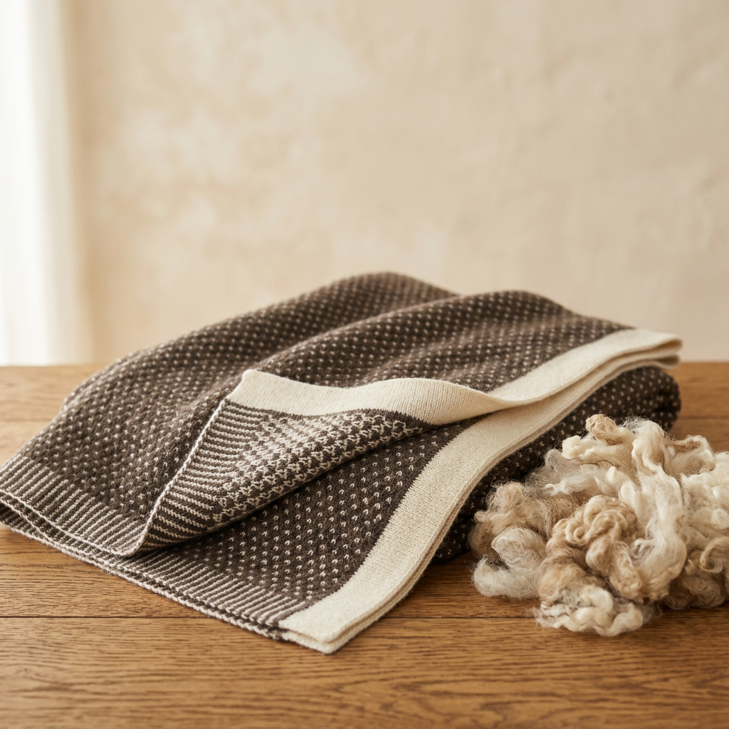 Cocoa Dot Reversible Alpaca Throw - Material Story