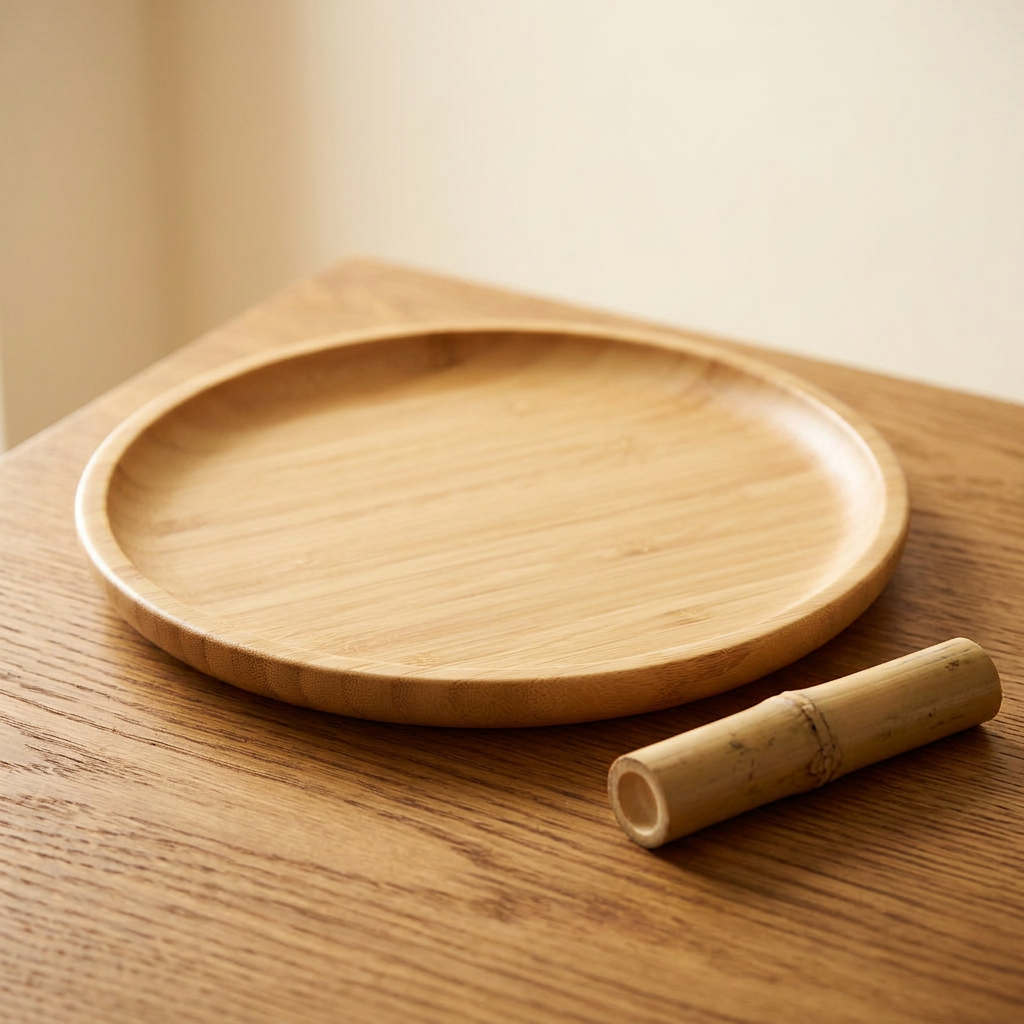Bamboo Round Plate 9" inch |For Appetizers / Barbecue / Steak - Material Story