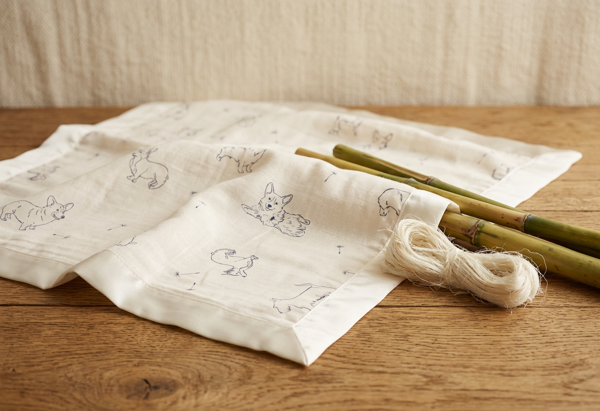 Corgi Bamboo Muslin Security Baby Blankie - Material Story