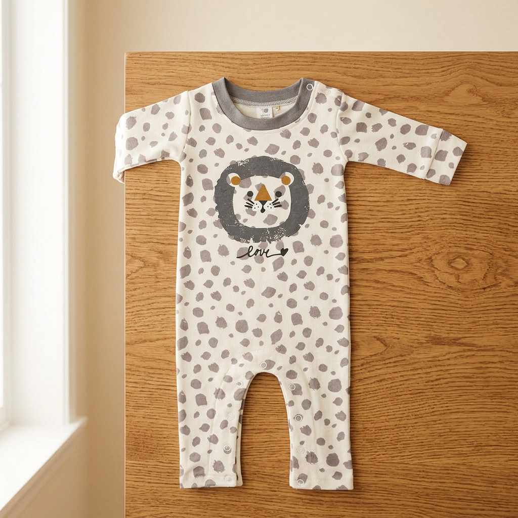 Hipzoo Organic Cotton Baby Romper - Leopard Face Design - Hero
