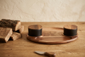 Charcuterie/ Serving Tray w/ 2 black ceramic bowls w/ lids  12" x 15" - Material Story
