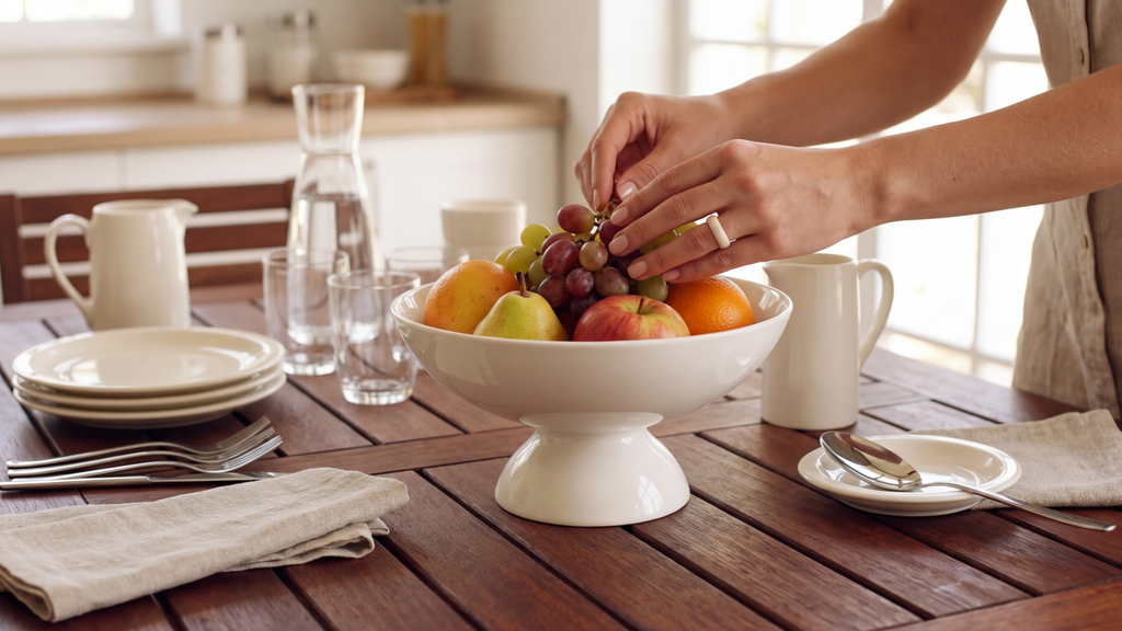 White Fruit Vase 9.5" inch X 4.5" inch | 24 X 11.5 Cm - In-Use