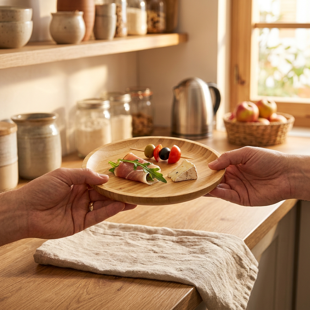 Bamboo Round Plate 5" inch | For Appetizers - In-Use