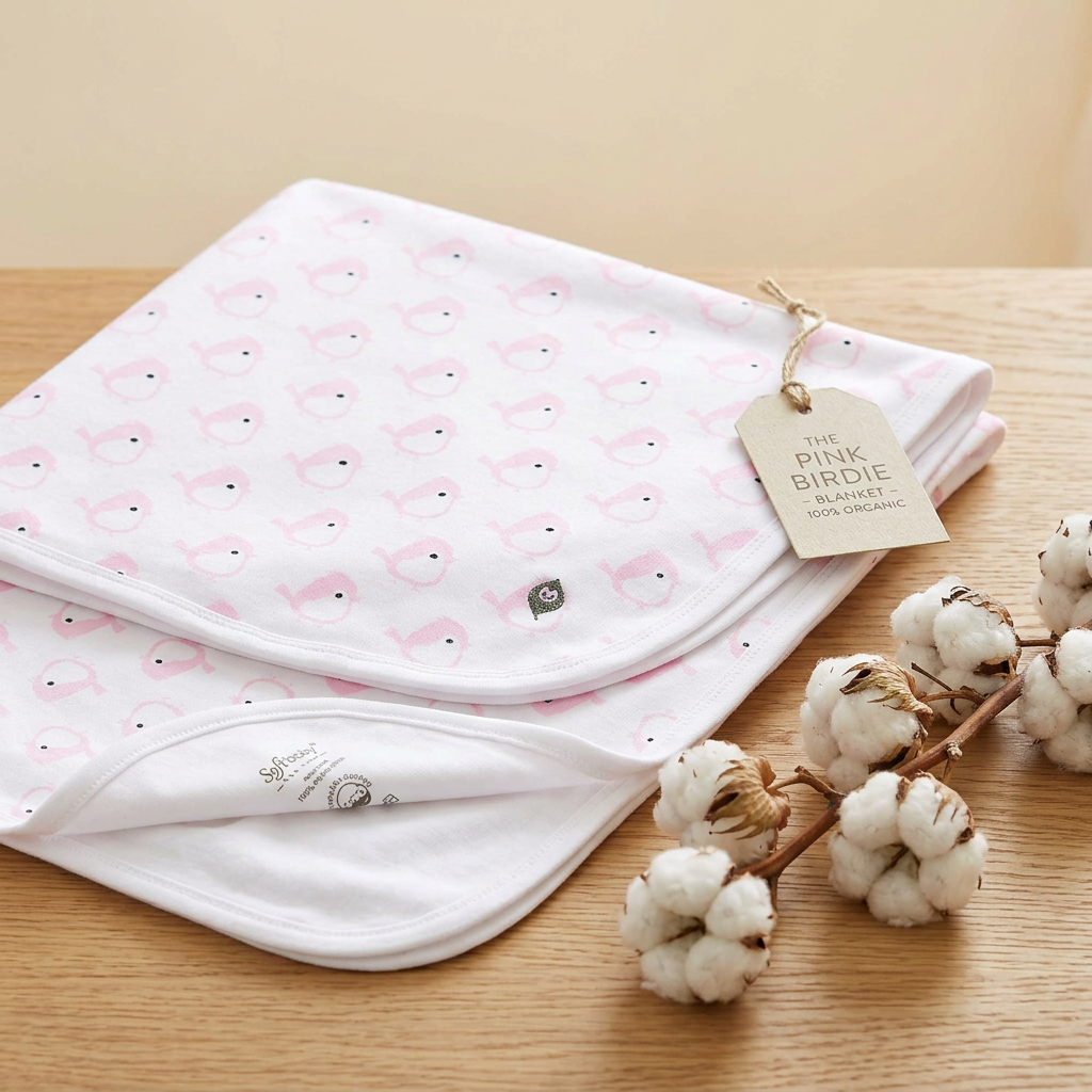 The Pink Birdie - Blanket - 100% Organic - Material Story