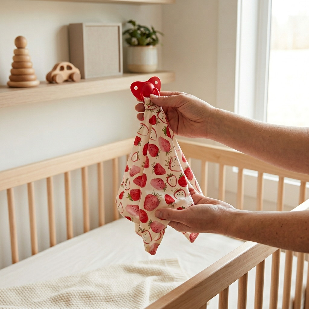 You are Berry Special - Doodalou Bamboo Baby Pacifier Blanket - In-Use