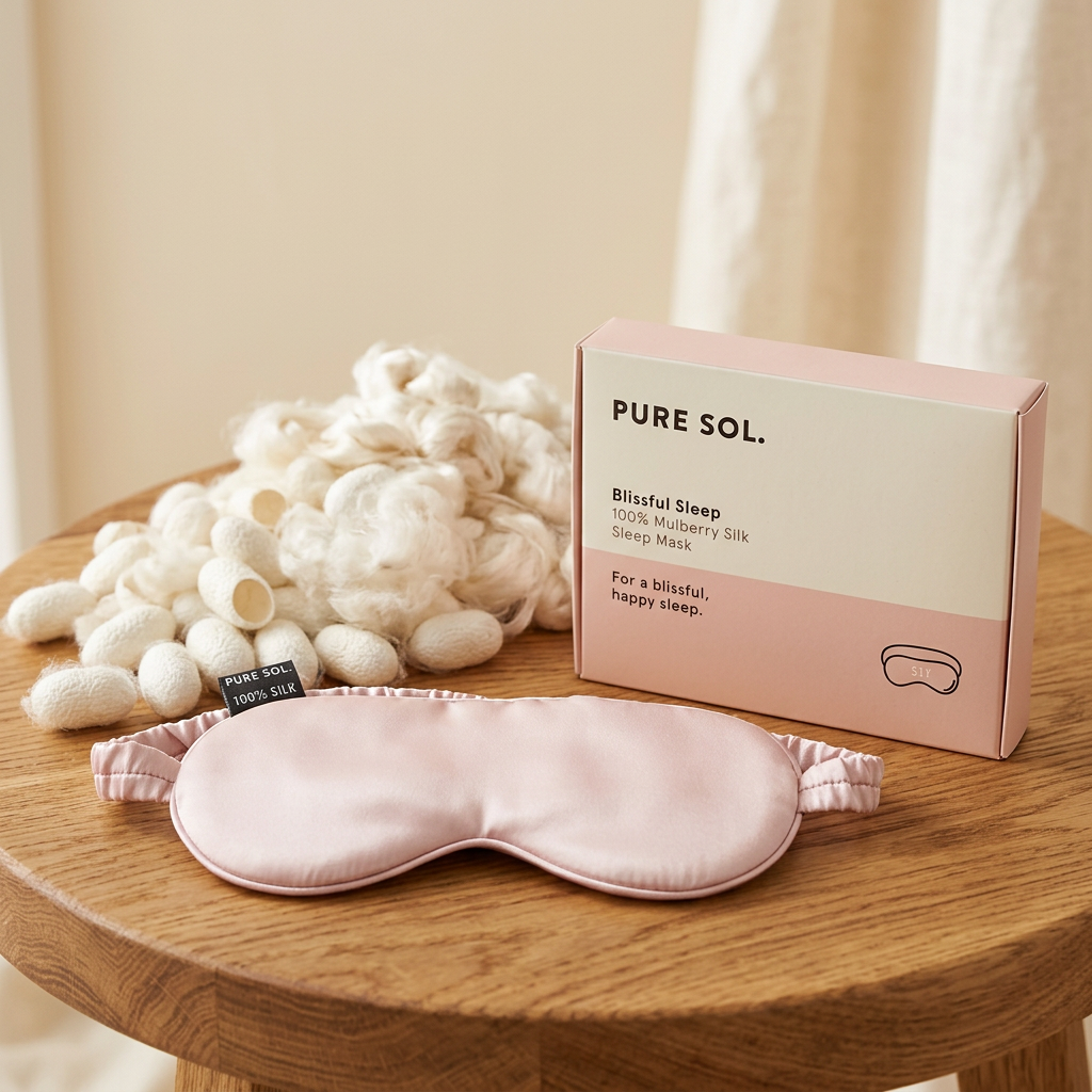 PURE SOL. Beauty Blissful Sleep 100% Mulberry Silk Sleep Eye Mask - - Material Story