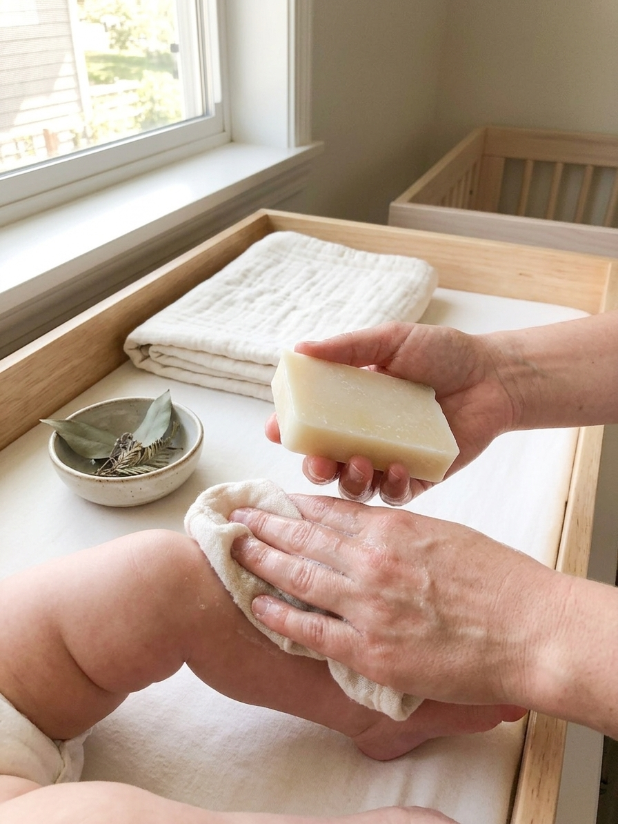 Pure Organic Castille Soap for Baby - In-Use