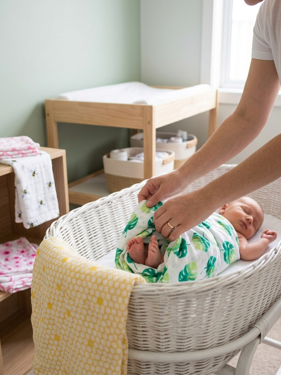 Organic Cotton Muslin Essential Baby Set - In-Use