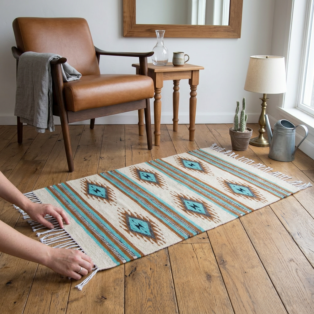 Bizalú Eyes Native Wool Rug - In-Use