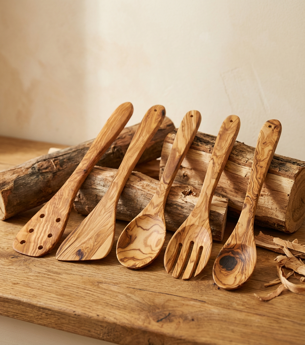 Olive Wood Kitchen Servers Set -5 pcs - Material Story